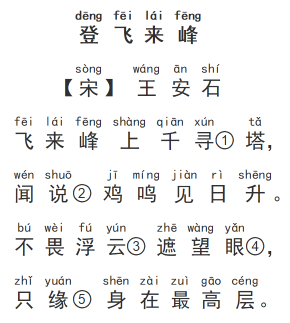 【每日打卡11】小学必背古诗《登飞来峰》