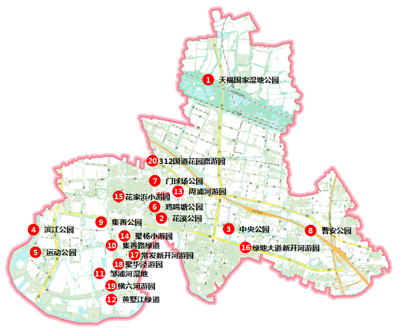 公园位于花桥经济开发区最北部,占地779.5公顷.