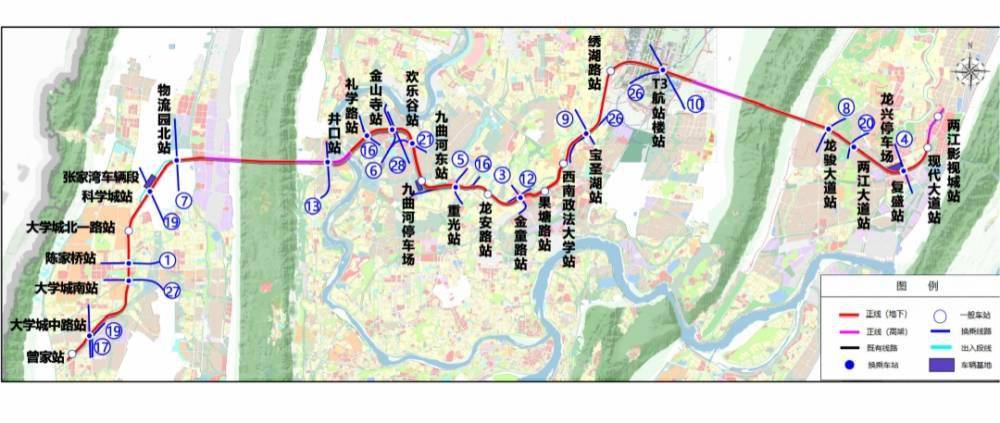 沙坪坝区,两江新区和渝北区 串联了科学城铁路枢纽 重庆江北国际机场