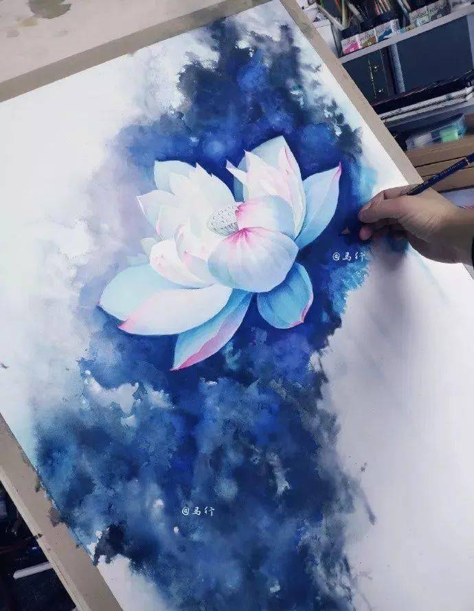 彩铅荷花怎么画?彩铅和水彩一起画荷花