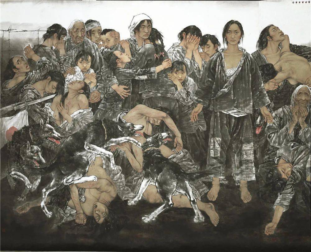 于文江 血痛——抗日战争中受难的中国女性(局部) 310cm×520cm