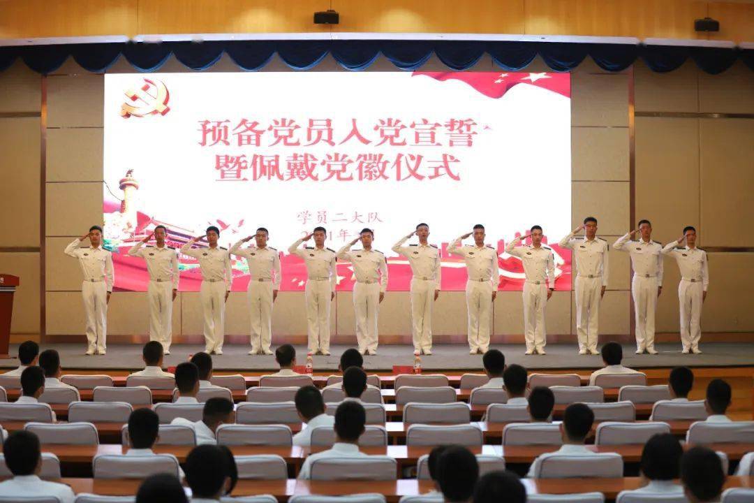 党员代表为新党员佩戴党徽