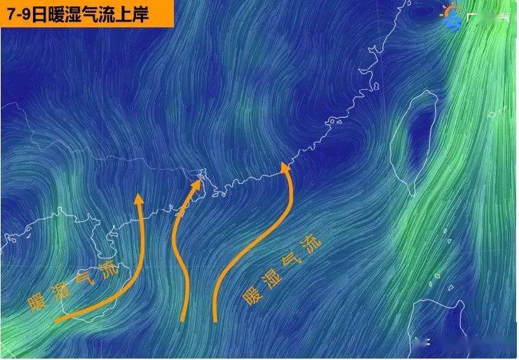 2021年高考期间暖湿气流上岸示意图