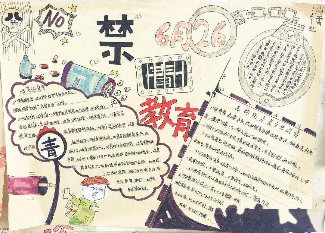 慈利县南山坪乡中学开展了以"珍爱生命,远离毒品"为主题的禁毒手抄报