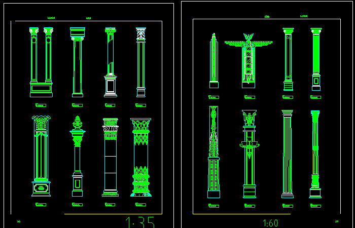 分享欧式立柱罗马柱柱头柱脚大样图