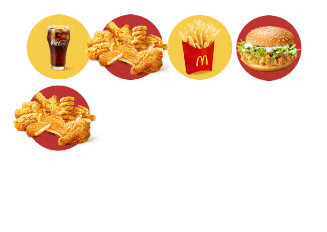 众多风靡全球的明星产品巨无霸, 麦乐鸡,薯条,甜筒.