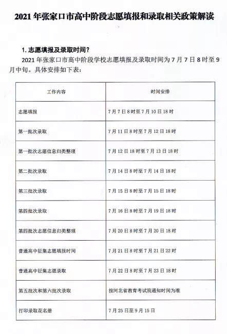 张家口2021年各高中招生计划!初升高志愿填报详解!