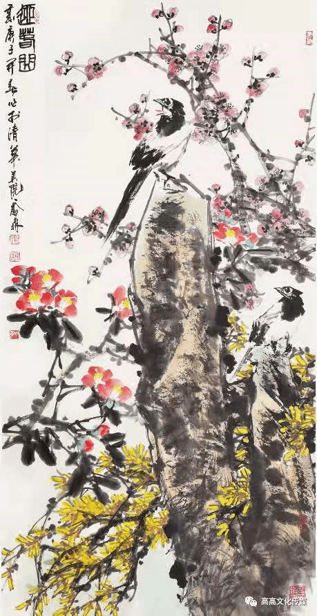 《山花》200cm·200cm 《霜染芙蓉醉》200cm·200cm 《梅鹤同春》200
