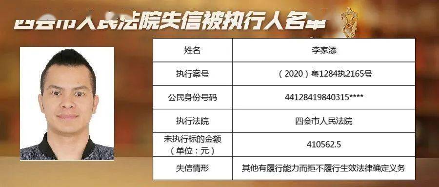 肇庆又曝光一批老赖名单!有你认识的吗?_四会市