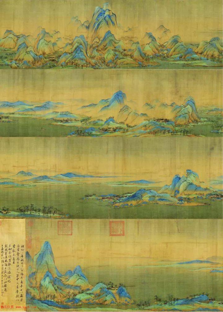 王诜曾用青绿山水和水墨山水两种方法创作了两幅同一个主题的作品