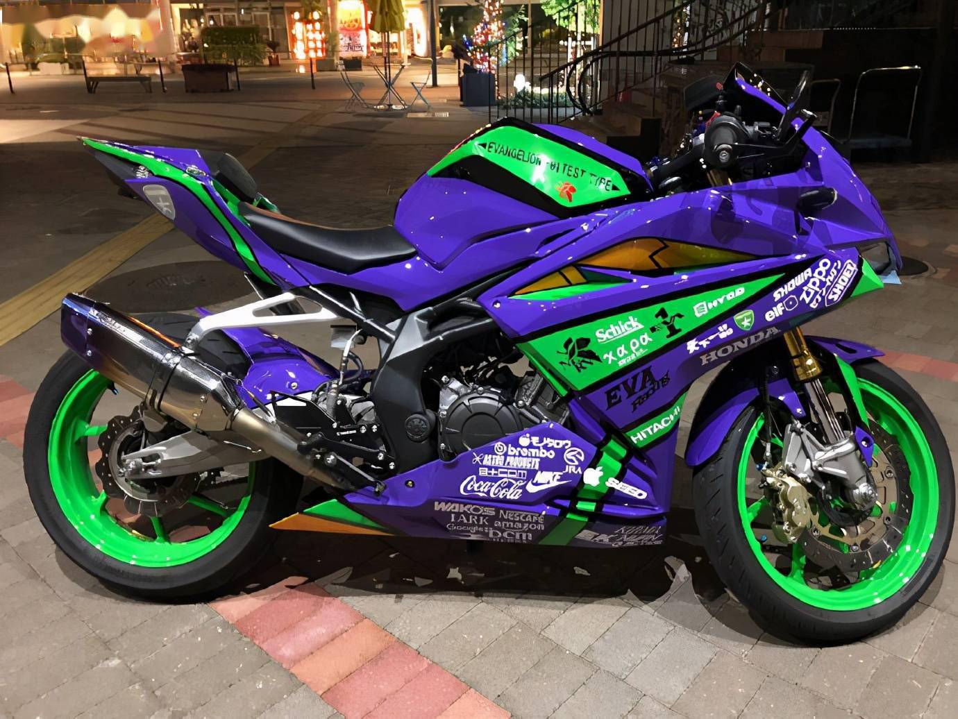 本田cbr250rr摩托车换色改造eva初号机配色