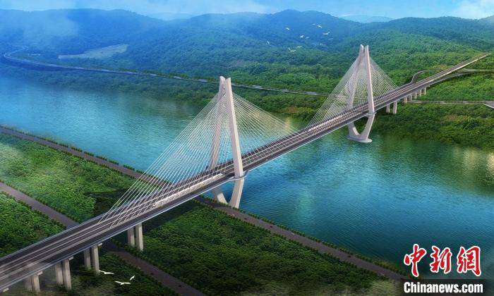世界最大宽度公铁两用斜拉桥宜宾临港长江大桥北岸主塔封顶
