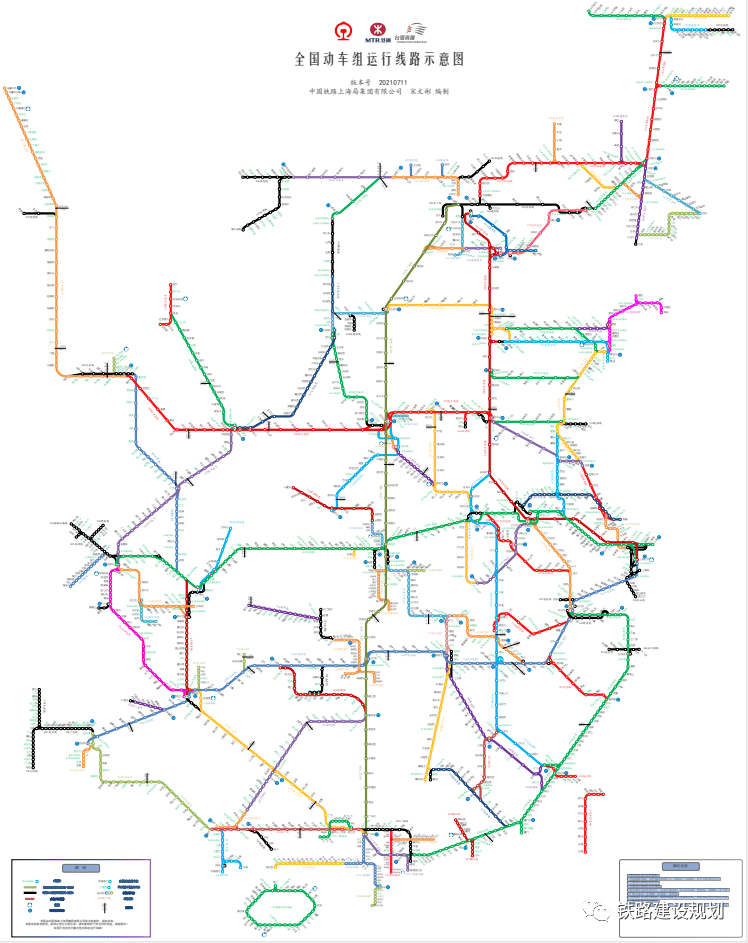 全国铁路动车组运行线路图(2021年8月版本)