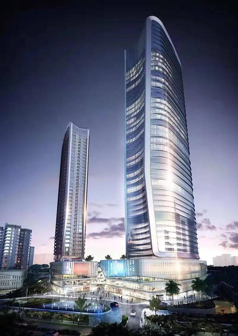 两座塔楼形成金湾的"双子塔",矗立珠海城市新中心.