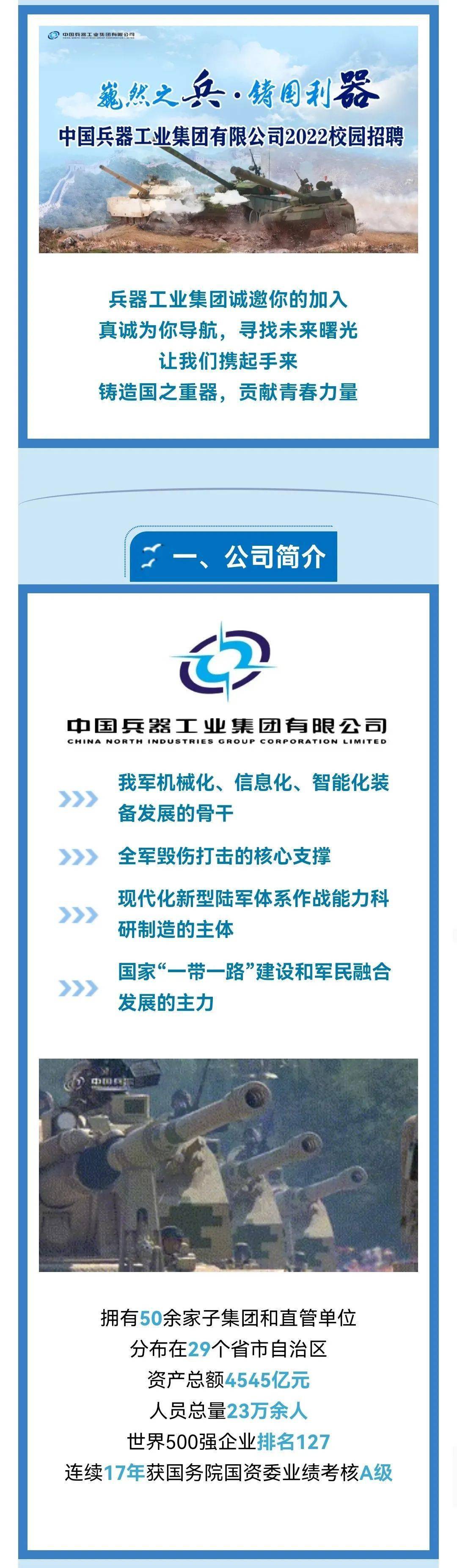 招聘丨中国兵器工业集团有限公司2022校园招聘全面启动