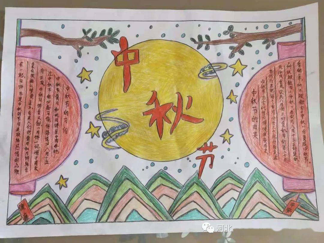 三,四年级开展"我们的节日——中秋节"为主题手抄报评热活动.