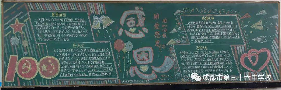成都36中2021—2022学年度上期"感恩明志"主题黑板报评比活动
