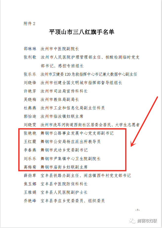 平顶山市三八红旗集体名单