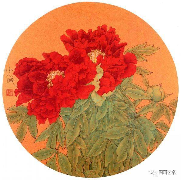 欣赏| 谢少威工笔牡丹团扇30图 美醉了_春风