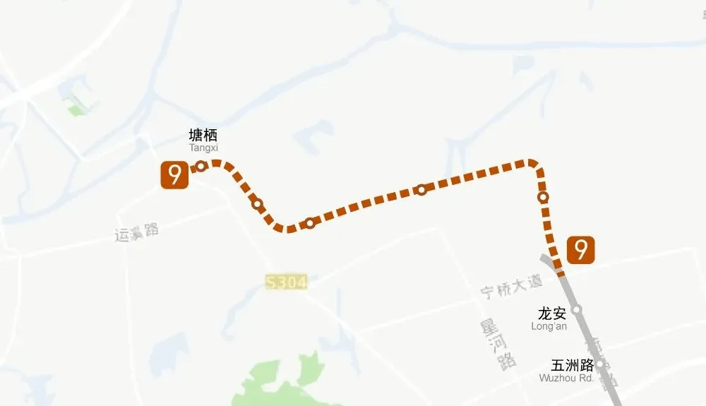 (11)延伸线路6(9号线北延塘栖 线路起于龙安站(原昌达路站,终至塘栖