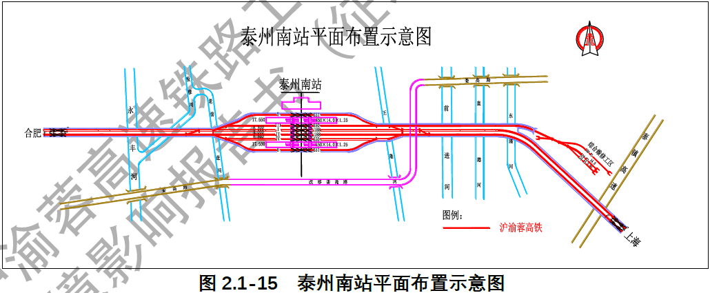 从正线车站表中可以看到,泰州南站为中间站,将新建高架站,沪渝蓉2台6