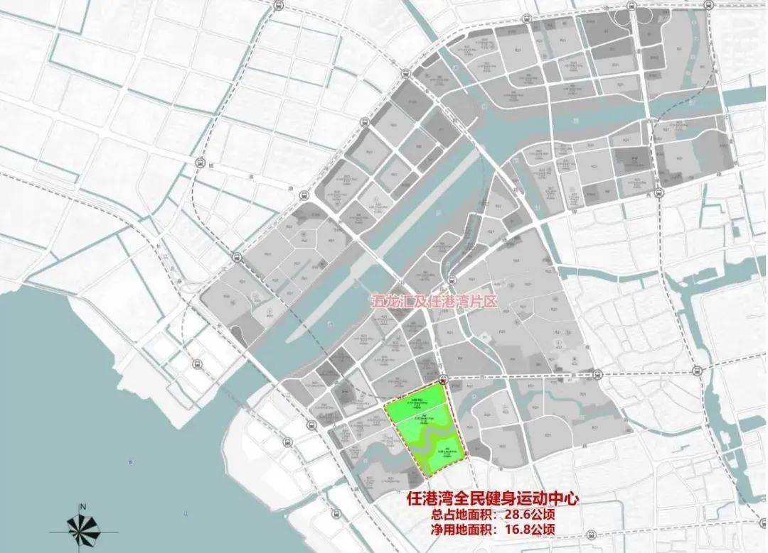 任港湾全民健身运动中心项目周边规划用地以居住为主.