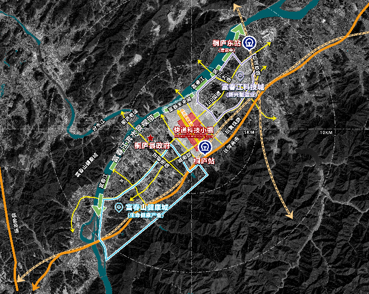 桐庐快递科技小镇位于富春未来城板块的中心位置,东兴路城市发展轴