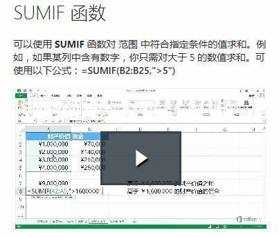 帮助提供了sumif函数的基本用法,这样对这个函数就有一个大概的了解.