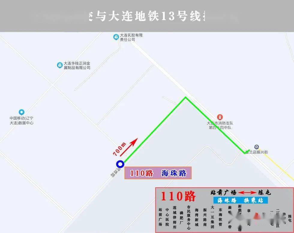 公交换乘:"普兰店振兴街"站(提示:以下图片蓝色圆圈是公交站点,绿色