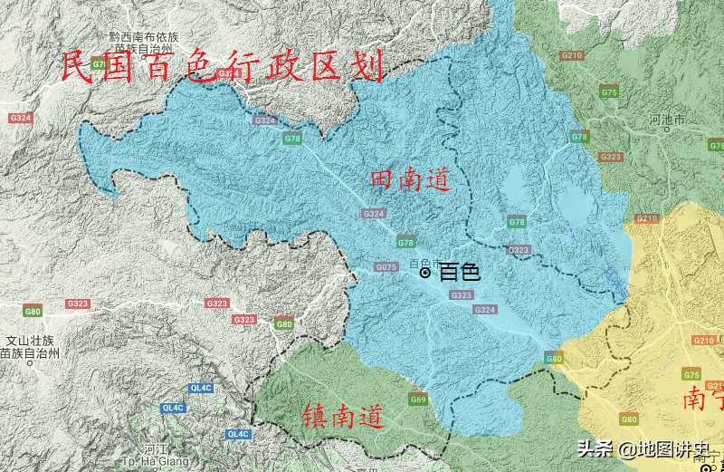 田南道治所在百色县,只有靖西和那坡一带属镇南道管辖.