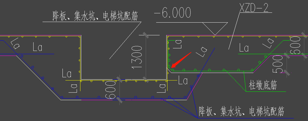 优化后,筏板钢筋,柱墩钢筋各自配筋,交叉筏板处钢筋采用原筏板钢筋.