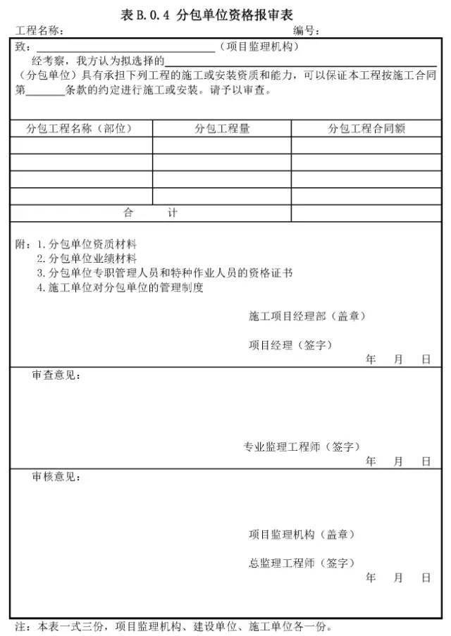 4 分包单位资质报审表总监理工程师:同意专业监理工程师意见,该技术