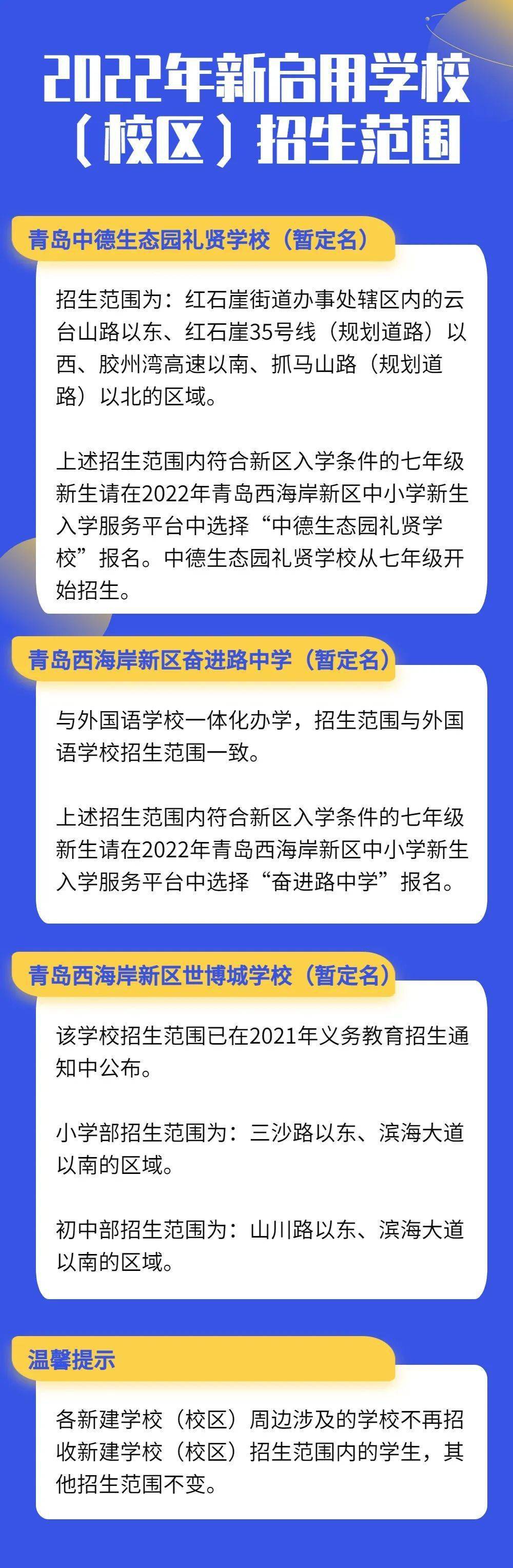 2022年新区义务教育学校招生方案来了!_青岛市_少年_工作