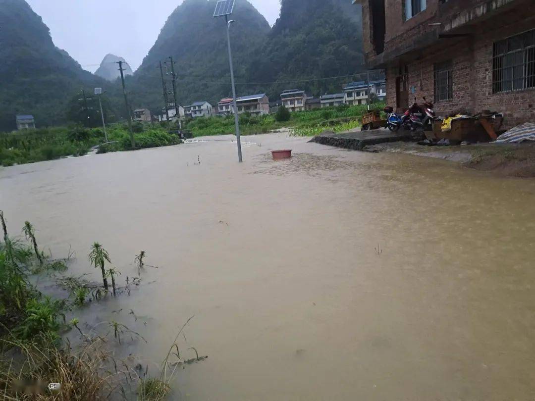 融安县桥板乡农田被淹这几天南宁的雨水攻势也很猛6月9日20时到12日14