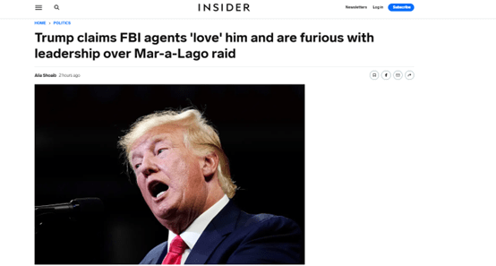 特朗普发文：“FBI特工们喜爱我”，他们对FBI和司法部领导层不满
