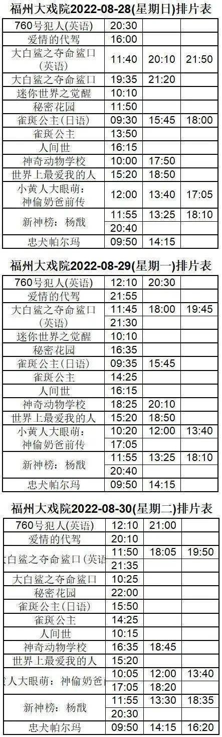 8月28-30日电影场次 福州大戏院_防控_演出_口罩