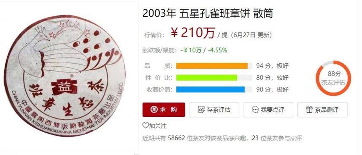 有茶饼一年多降价140万，普洱茶的“金融性”开始消解了？