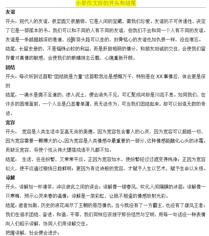 1-9年级100多篇精彩作文开头+结尾（含写作技巧点拨）下载打印！  日记大全100字 第2张