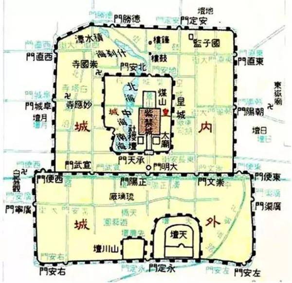 明清时期北京城区图西汉时,北京地区称为燕国,燕都,涿郡,幽州,广阳国