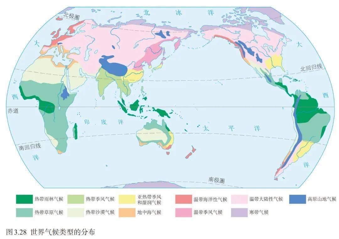 大气运动常识点最全梳理，空白＋彩色世界区域天文填图（可下载）