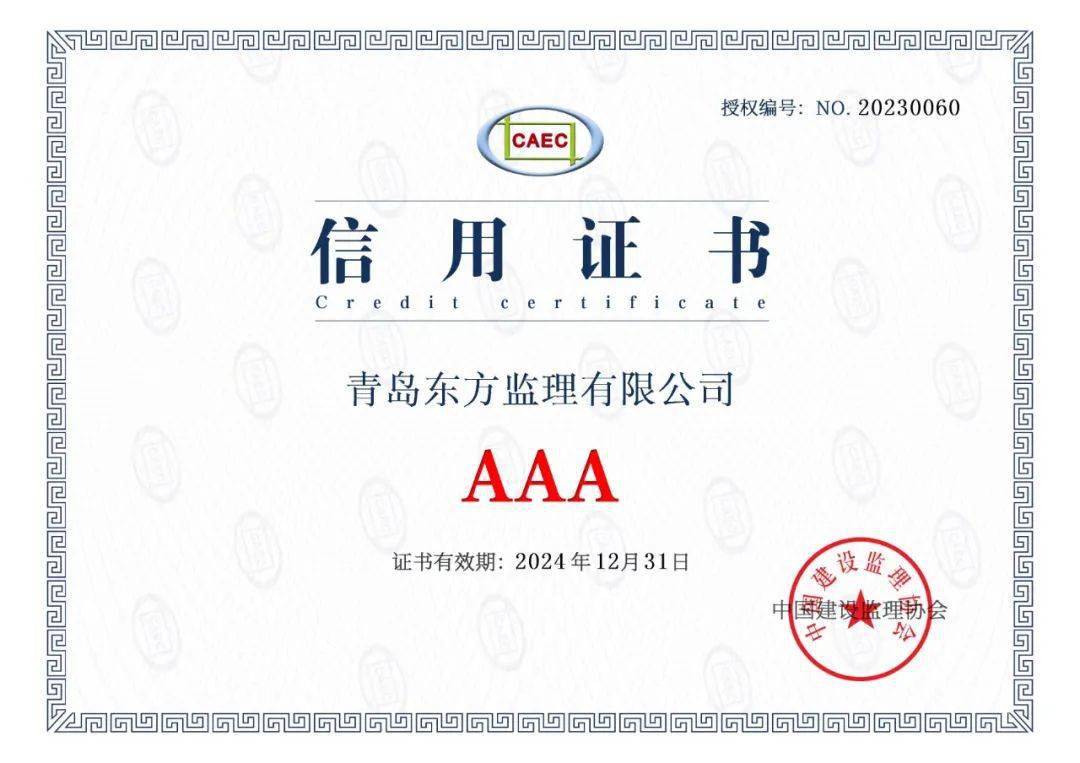 公司荣誉 青岛市aaa级信誉企业，并成为山东省监理行业内第一家注册自己商标的企业。