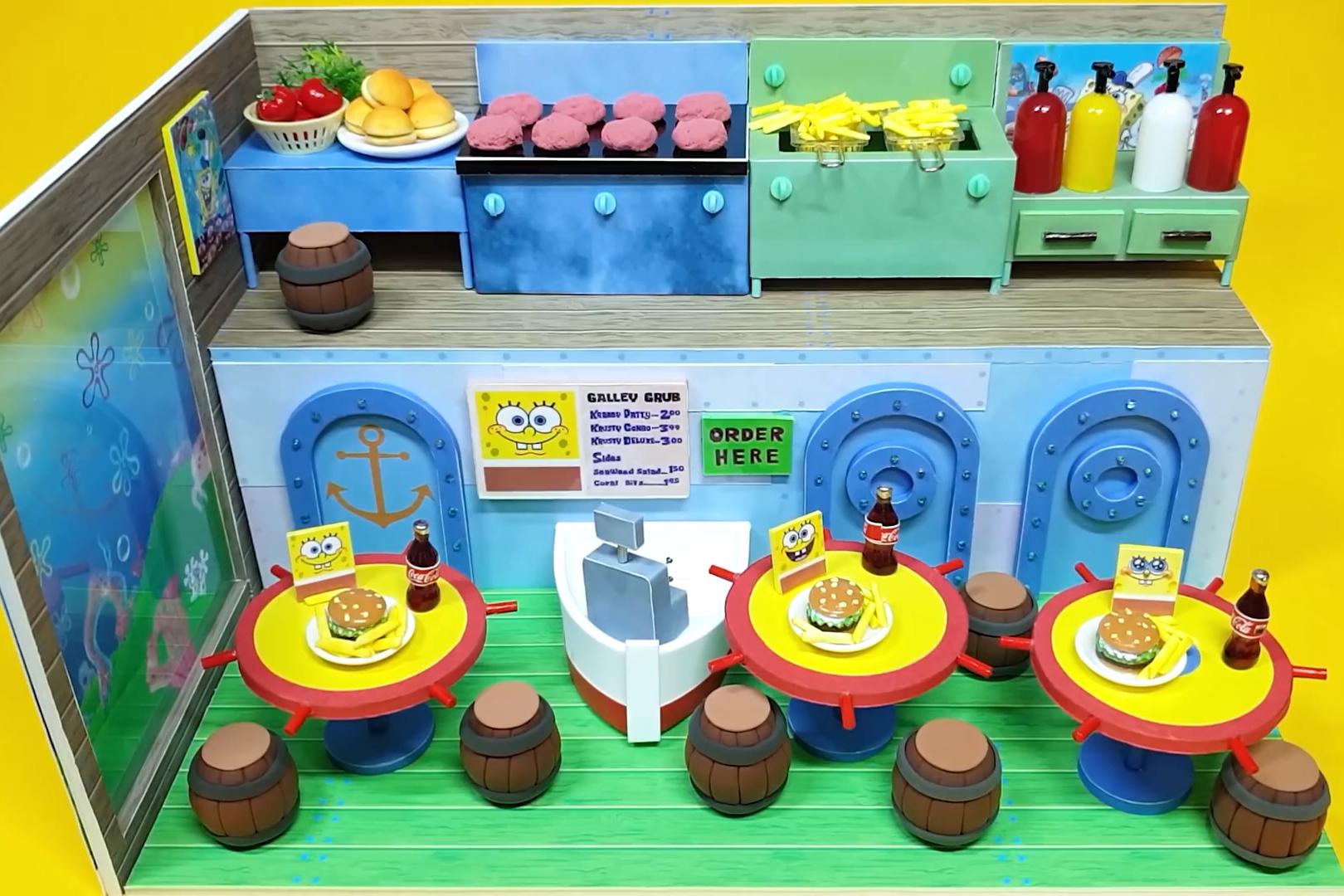 diy迷你娃娃屋海绵宝宝的汉堡店