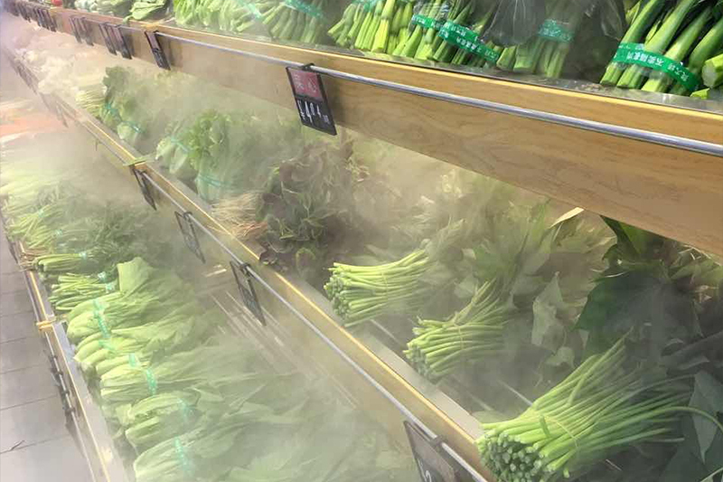 蔬菜货架喷雾加湿设备,解决超市果蔬保鲜问题,靠谱!