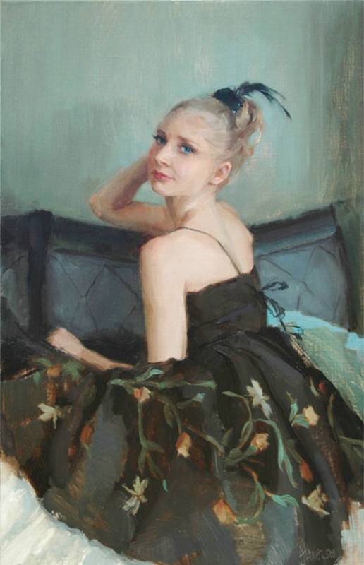 美国当代女画家约翰娜哈蒙大笔触肖像油画