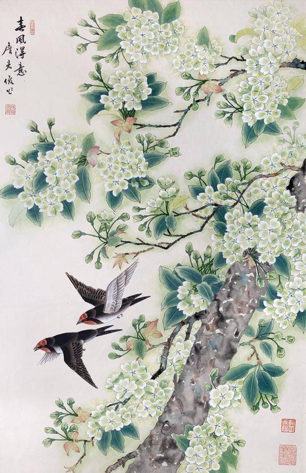 绮丽浓且艳冲淡清而雅著名工笔花鸟画家詹宏俊作品欣赏