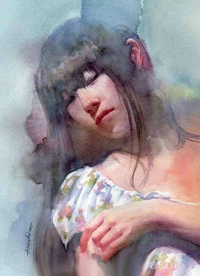 这位日本画家用水彩将少女的人体之美画到了极致