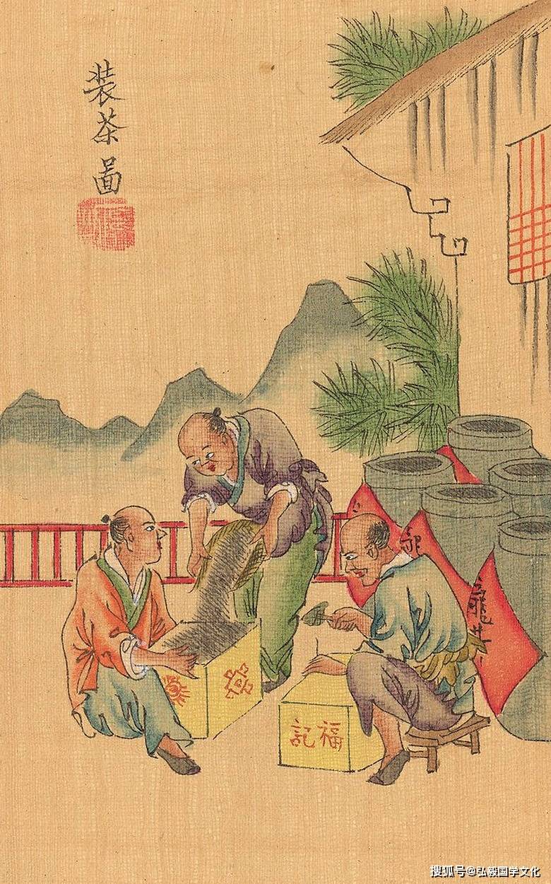 彩绘古籍茶景全图揭秘古代茶叶制作全过程
