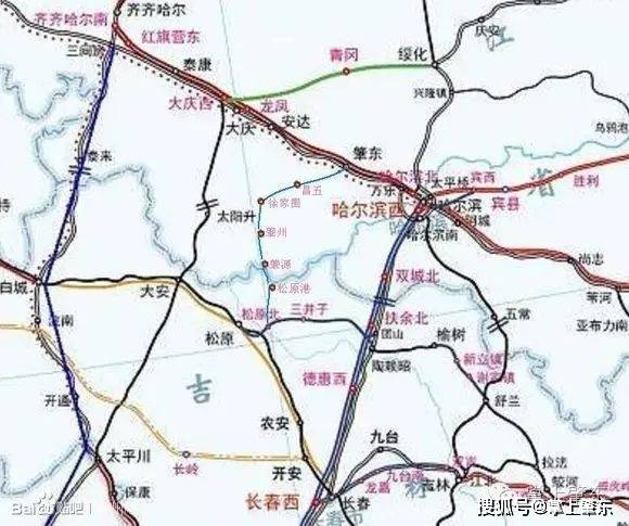 (松肇铁路规划猜想图)机场肇东市内有一座肇东北大荒通用航空机场
