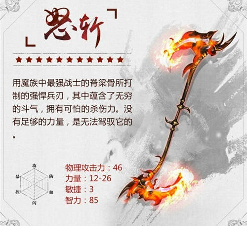 怒斩3怒斩这把武器是游戏后期的三神器之一,它的爆率和稀有程度基本上