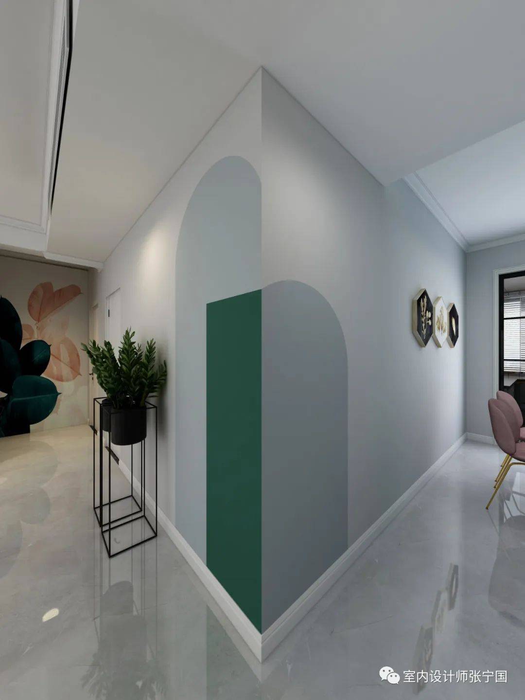 阳角拼色图案,简单,高级,又出效果.